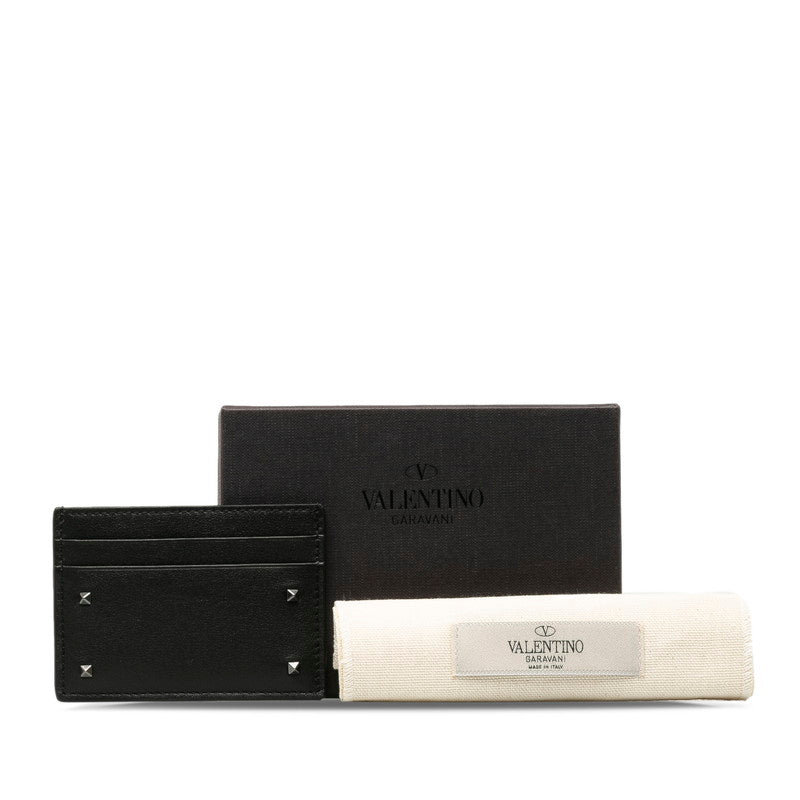 Valentino Rockstuds Leather Card Case Black