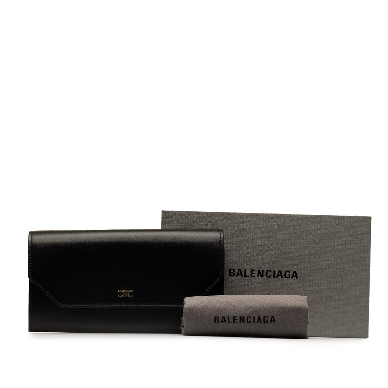 Balenciaga Continental Wallet Black Calf Leather