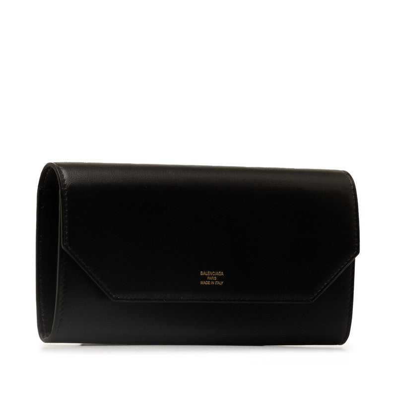 Balenciaga Continental Wallet Black Calf Leather