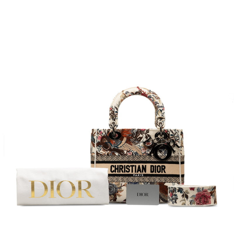 Dior Book Tote Delight Bird Flower Pattern 2WAY Canvas Handbag