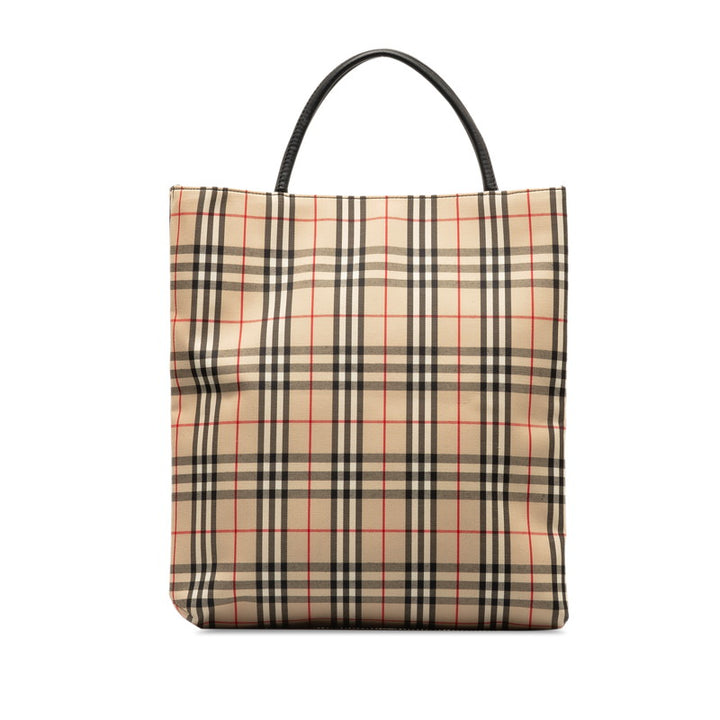 Burberry Nova Check Canvas Leather Tote Bag in Very Good Condition