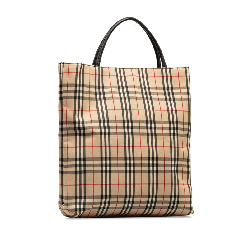 Burberry Nova Check Canvas Leather Tote Bag in Very Good Condition