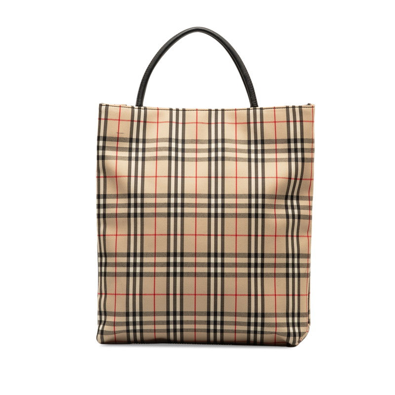 Burberry Nova Check Canvas Leather Tote Bag in Very Good Condition