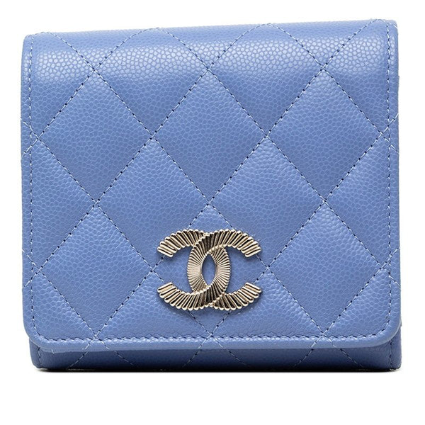 Chanel Coco Mark Matelasse Caviar Skin Trifold Wallet