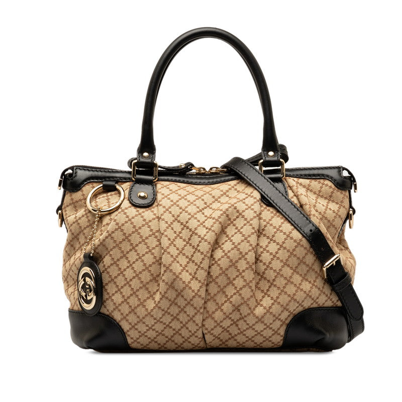 Gucci Diamante Sukey 2WAY Handbag Canvas Leather