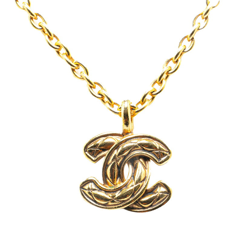 Chanel Mini Matelasse Coco Mark Necklace Gold Plated in Great Condition