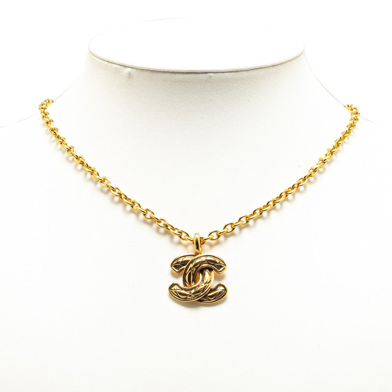 Chanel Mini Matelasse Coco Mark Necklace Gold Plated in Great Condition