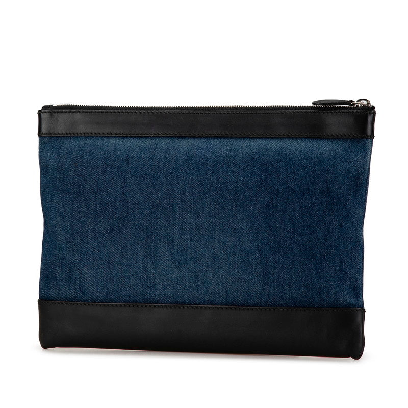 Balenciaga Denim Leather Navy Clip M Clutch