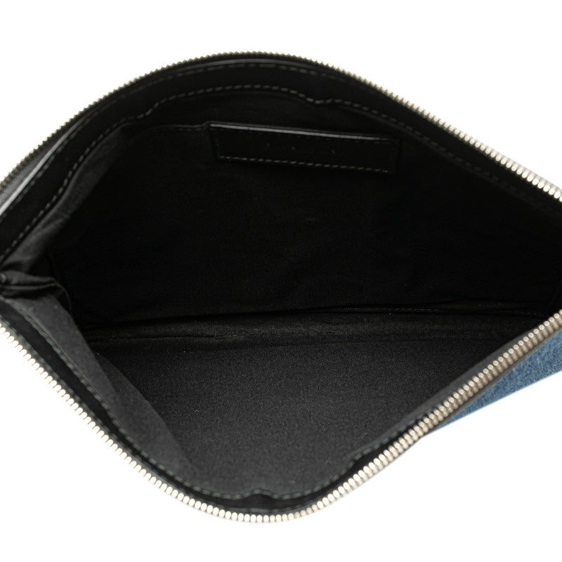 Balenciaga Denim Leather Navy Clip M Clutch