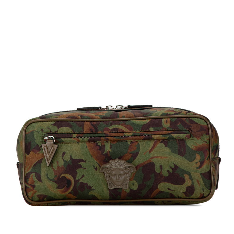 Versace Medusa Camouflage Nylon Leather Clutch Bag