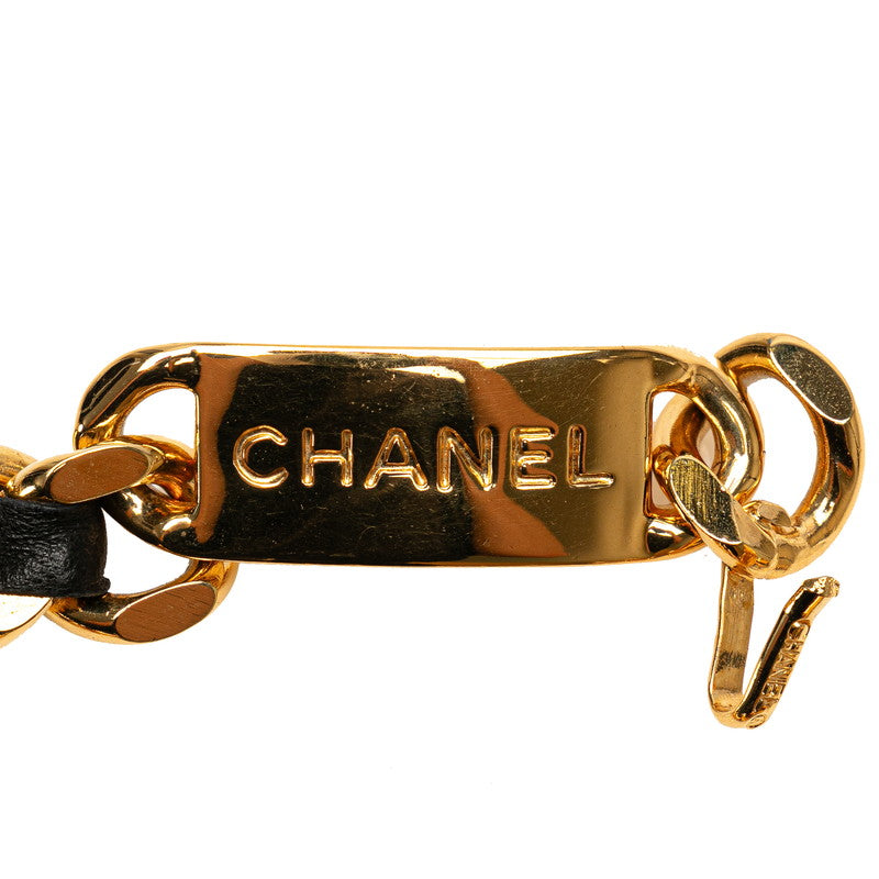 Chanel Coco Mark Medal Chain Belt Gold Black