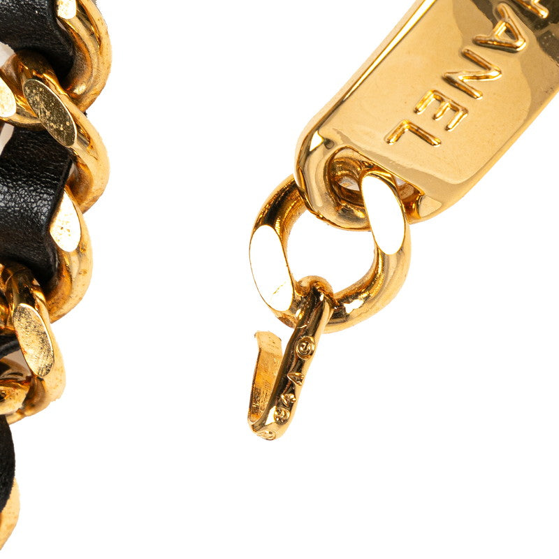 Chanel Coco Mark Medal Chain Belt Gold Black