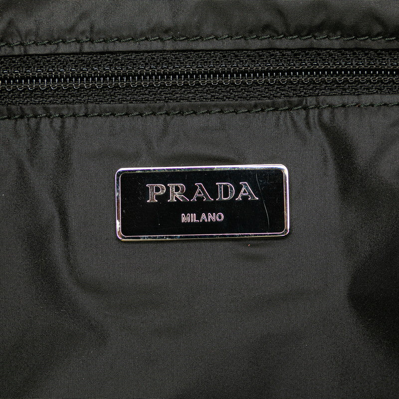 Prada Floral Print Nylon Leather Tote Bag