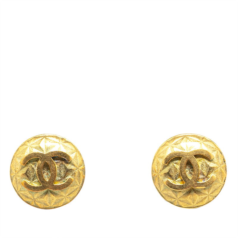 Chanel Vintage Coco Mark Earrings Gold Plated in Very Good Condition