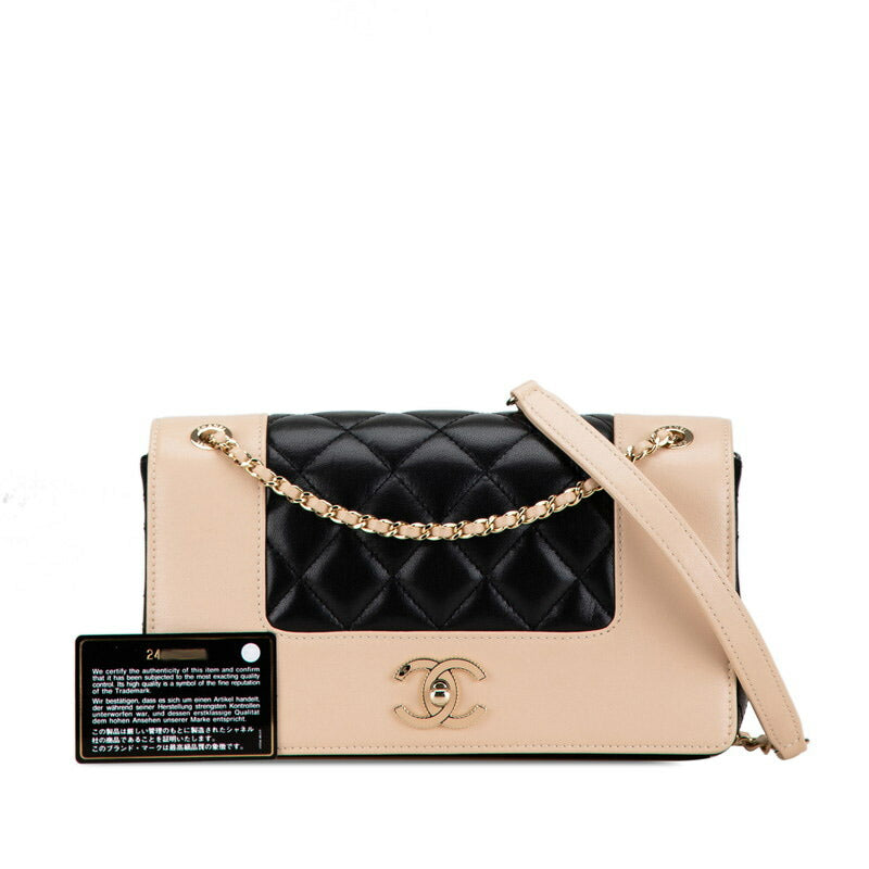 Chanel Lambskin Double Flap Shoulder Bag