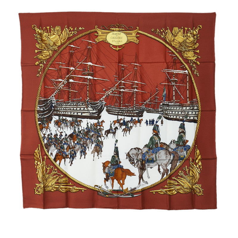 Hermes Silk Scarf 88cm x 88cm MARINE ET CAVALERIE in Great Condition