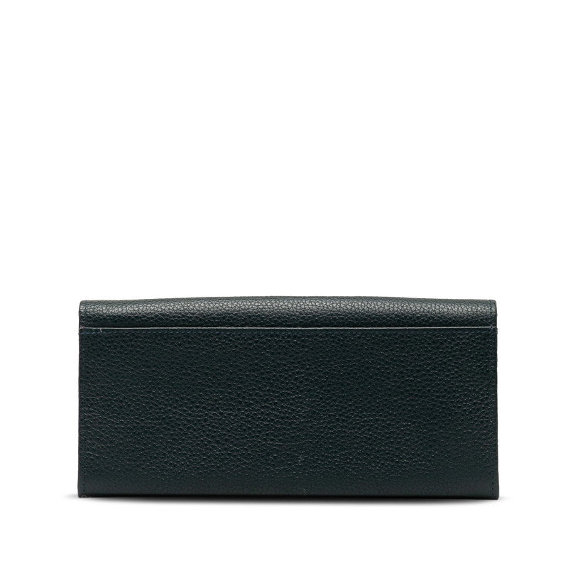 Celine Leather Circle Logo Long Wallet Black