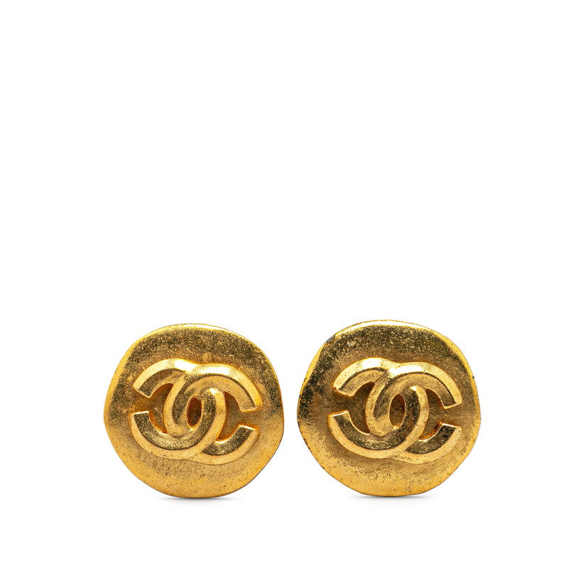 Chanel Vintage Coco Mark Clip-On Earrings Gold in Very Good Condition