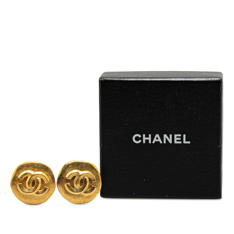 Chanel Vintage Coco Mark Clip-On Earrings Gold in Very Good Condition