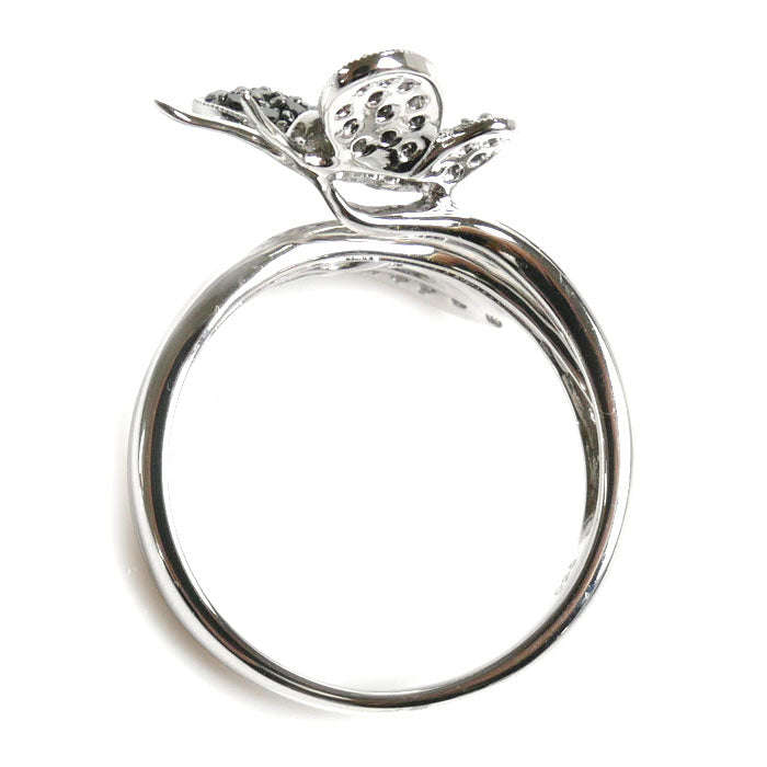 K18WG White Gold Diamond Butterfly Ring