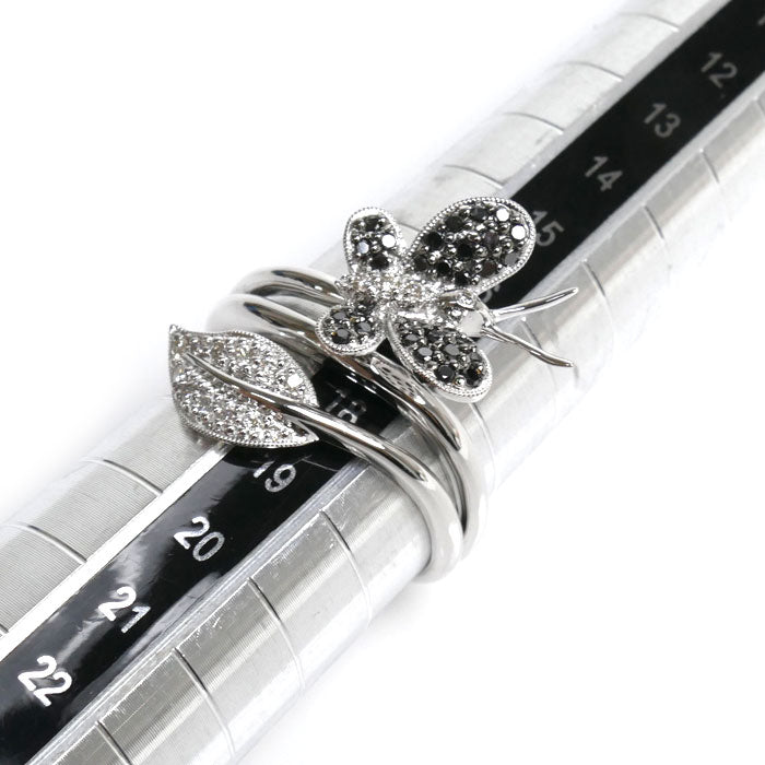 K18WG White Gold Diamond Butterfly Ring