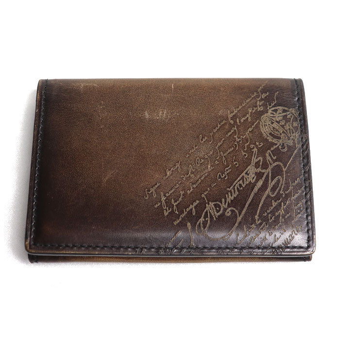 Berluti Leather Calligraphy IMBUIA Card Holder