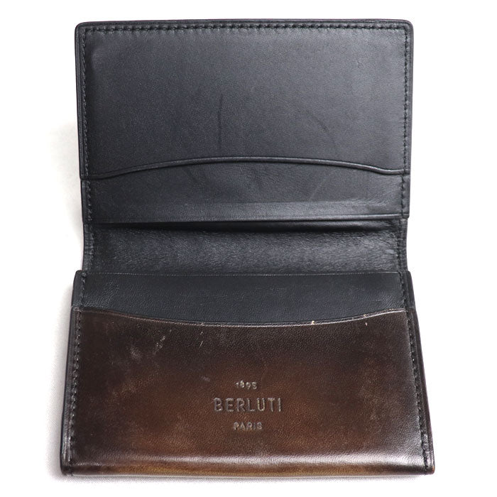 Berluti Leather Calligraphy IMBUIA Card Holder