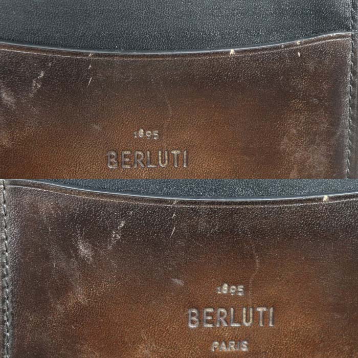 Berluti Leather Calligraphy IMBUIA Card Holder