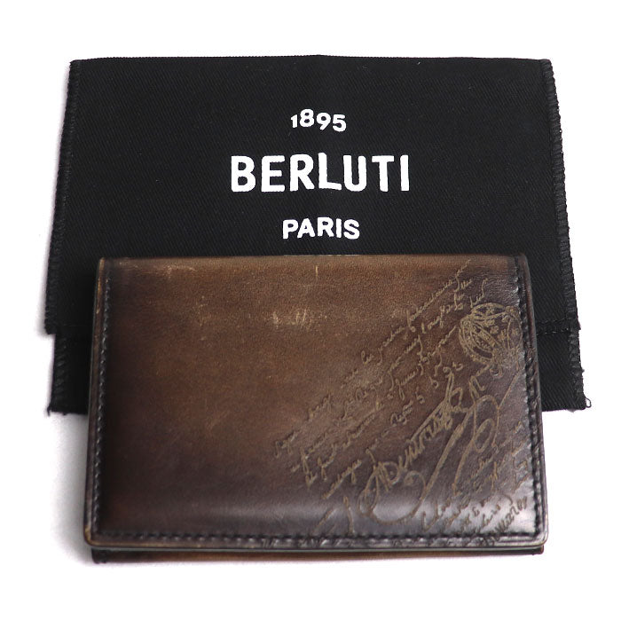 Berluti Leather Calligraphy IMBUIA Card Holder