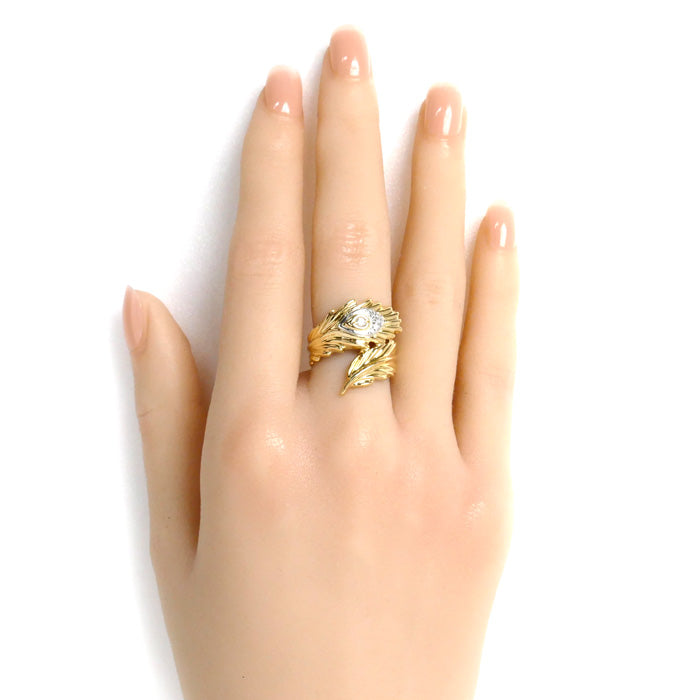 K18YG Yellow Gold Pt900 Platinum Diamond Ring