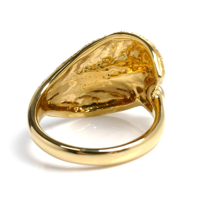 K18YG Yellow Gold Leaf Ring Diamond 0.03ct