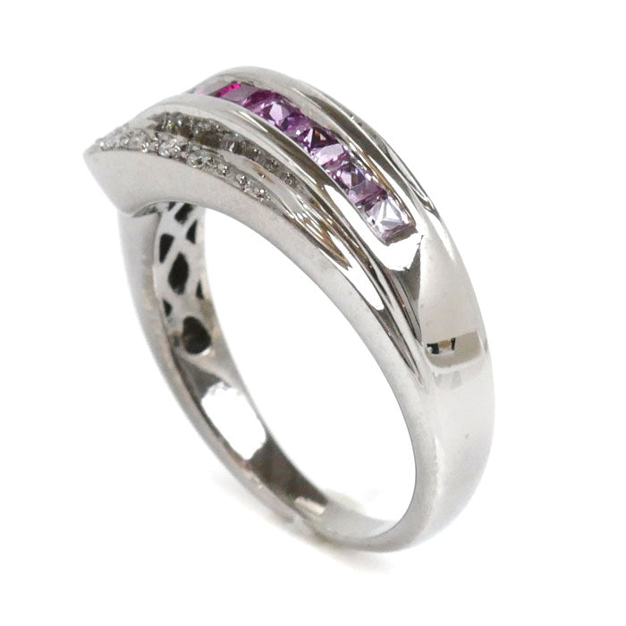 K18WG White Gold Ruby Sapphire Diamond Ring