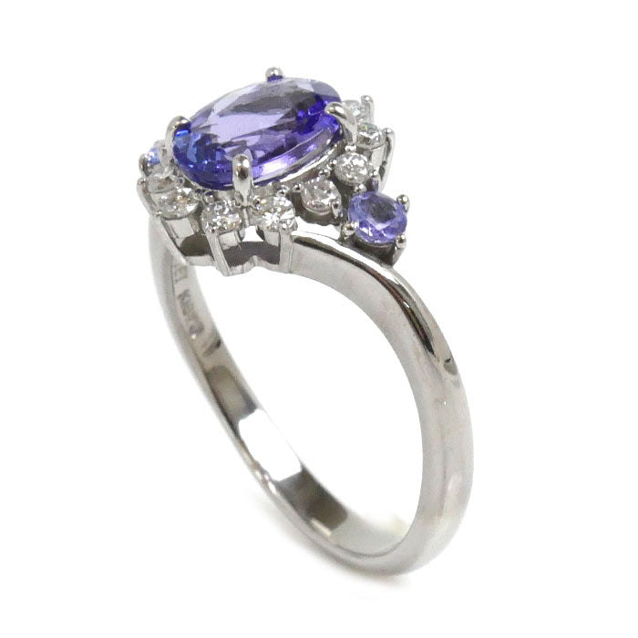 K18WG White Gold Tanzanite Diamond Ring