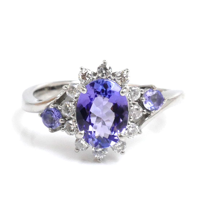 K18WG White Gold Tanzanite Diamond Ring