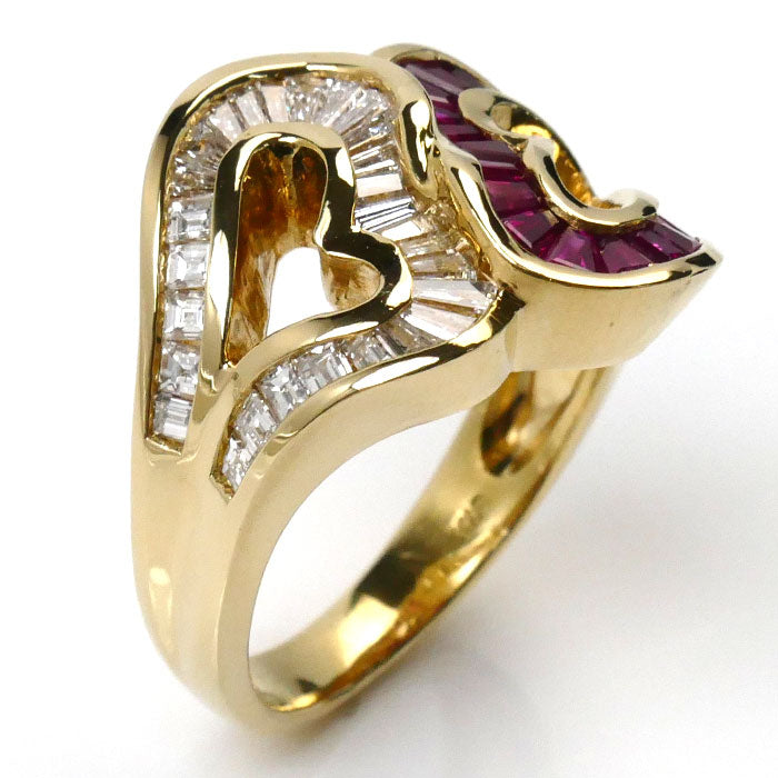 K18YG Yellow Gold Ruby Diamond Ring