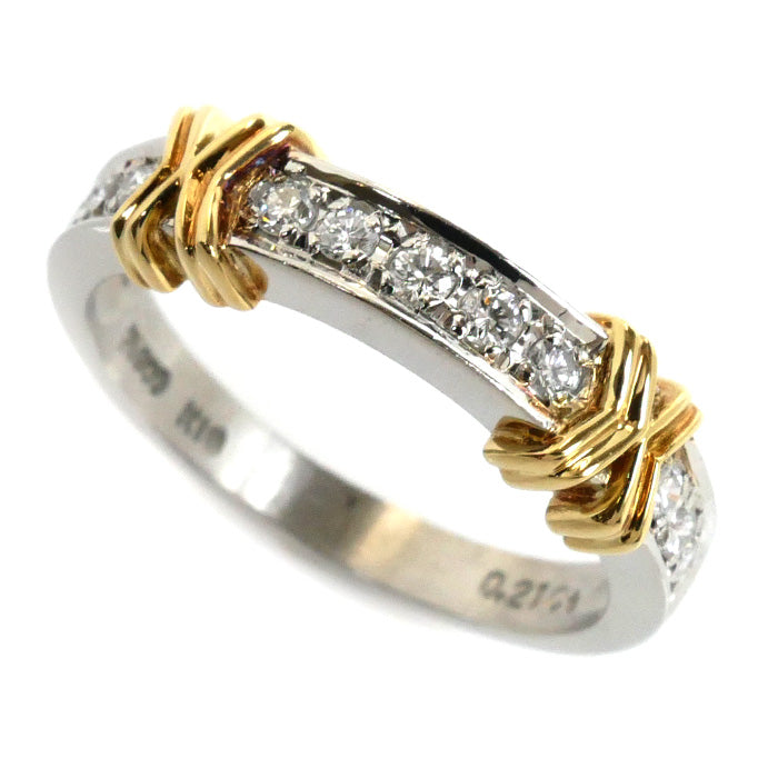 Pt900 Platinum K18YG Gold Diamond Ring