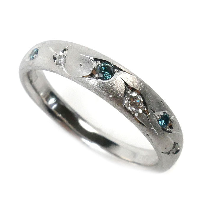 K18WG White Gold Blue Diamond Ring