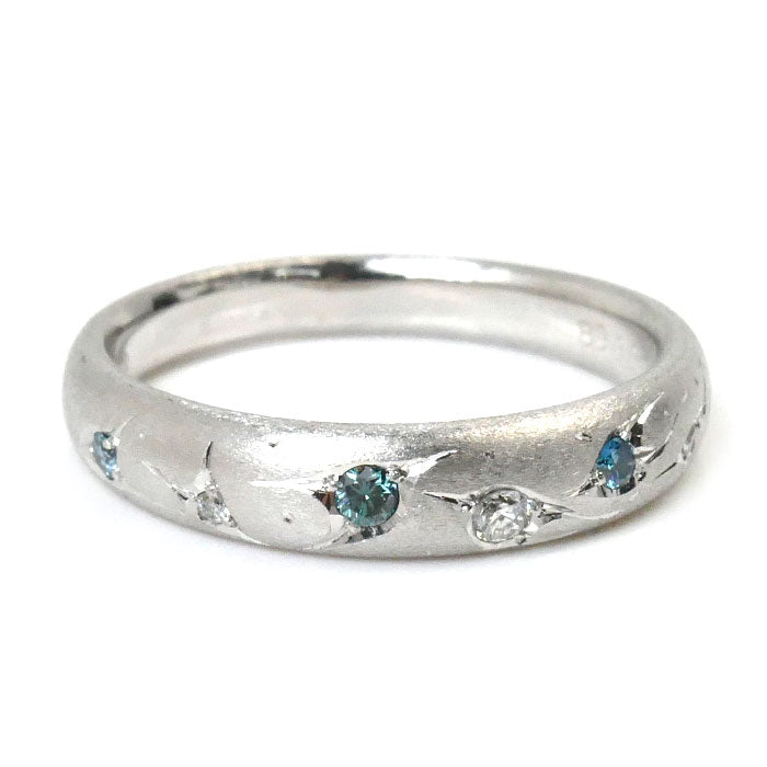 K18WG White Gold Blue Diamond Ring