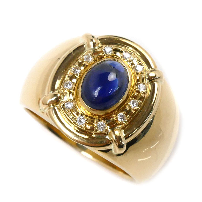 K18YG Yellow Gold Sapphire Diamond Ring