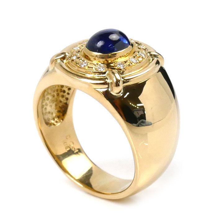 K18YG Yellow Gold Sapphire Diamond Ring