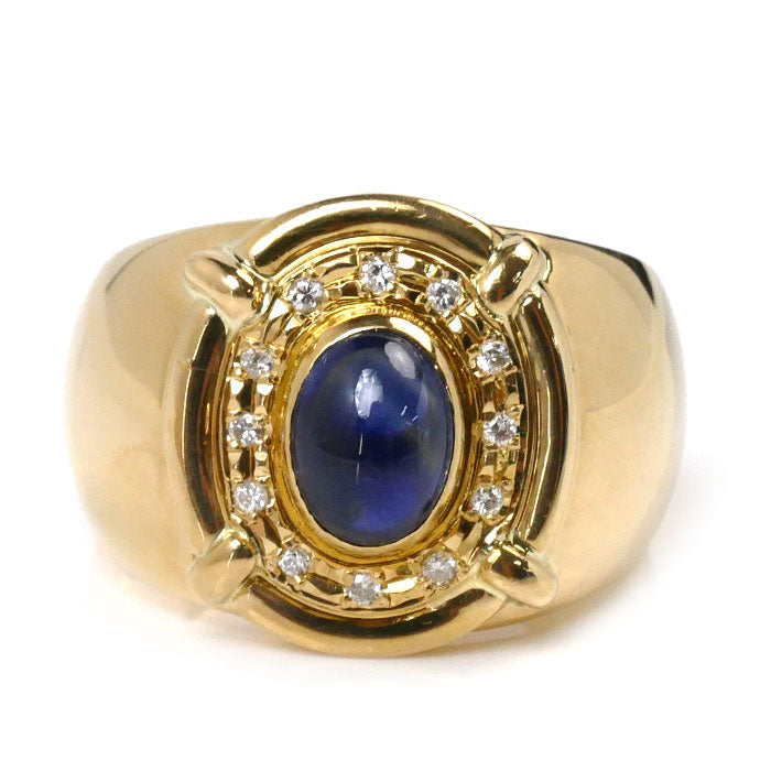 K18YG Yellow Gold Sapphire Diamond Ring