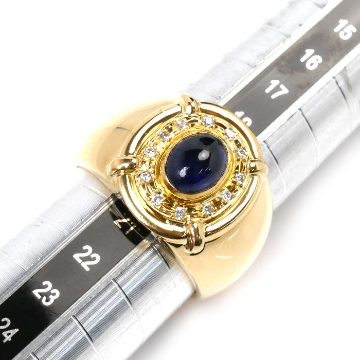 K18YG Yellow Gold Sapphire Diamond Ring