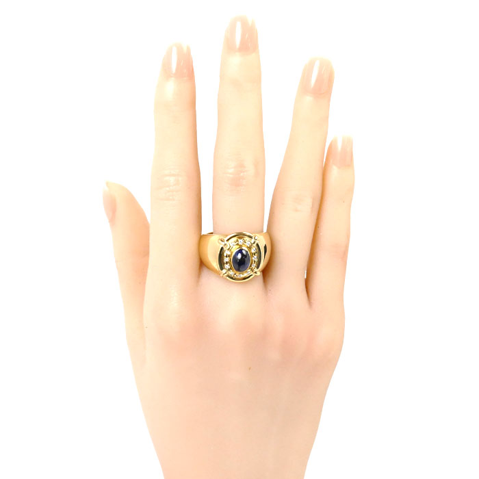 K18YG Yellow Gold Sapphire Diamond Ring