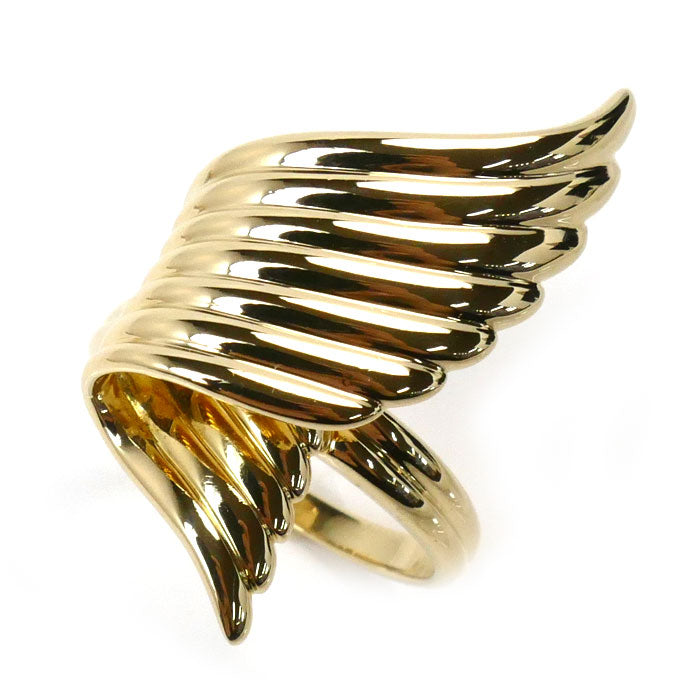 K18YG Yellow Gold Feather Motif Ring