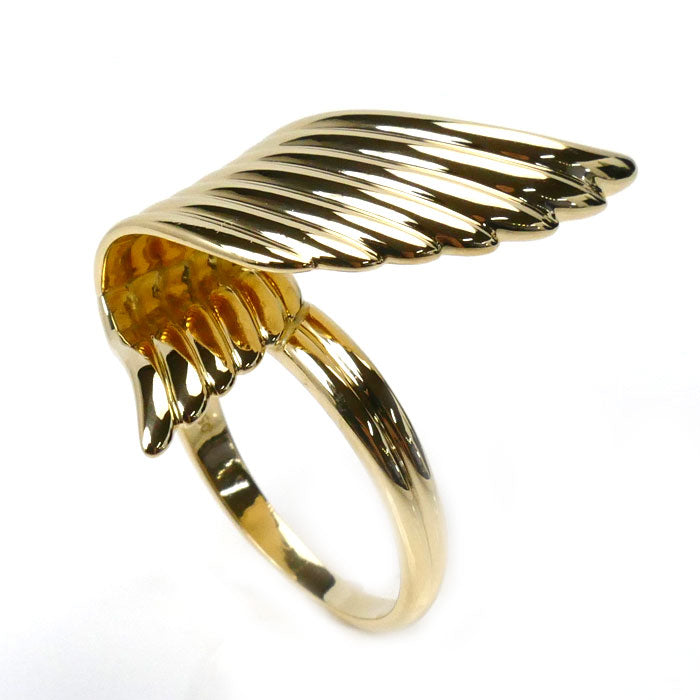 K18YG Yellow Gold Feather Motif Ring