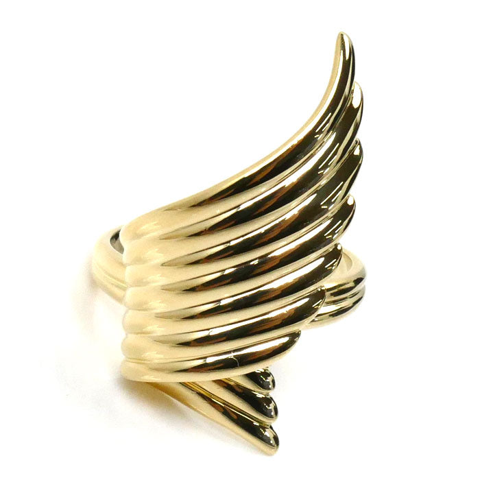 K18YG Yellow Gold Feather Motif Ring