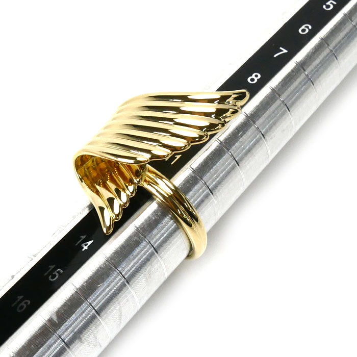 K18YG Yellow Gold Feather Motif Ring