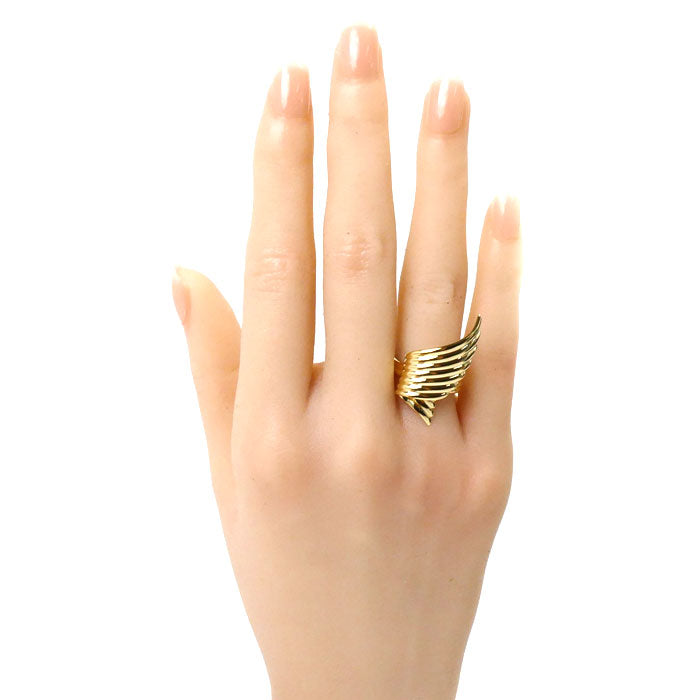 K18YG Yellow Gold Feather Motif Ring