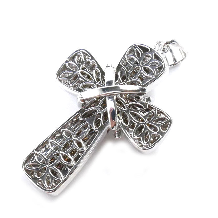 K18WG White Gold Diamond Cross Pendant