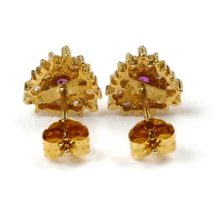 K18YG Yellow Gold Ruby Diamond Earrings